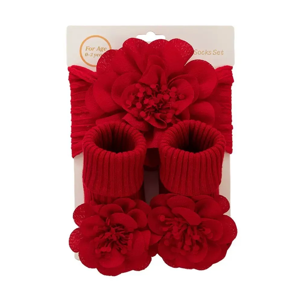 Baby Girl Floral Headband and Socks Set
