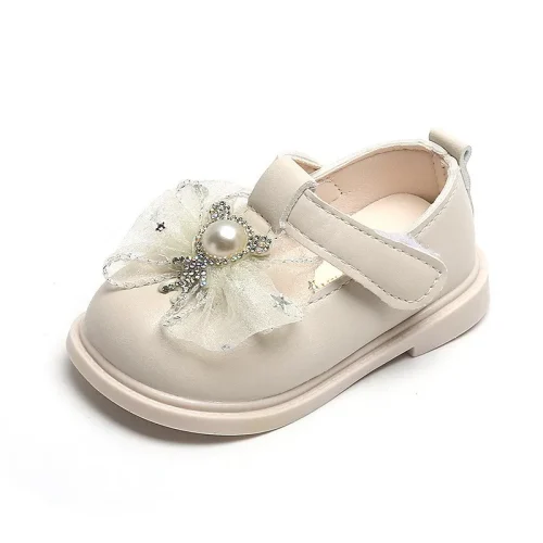 Toddler girls white first walker dress shoes