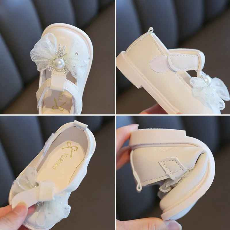 Toddler girls white first walker dress shoes
