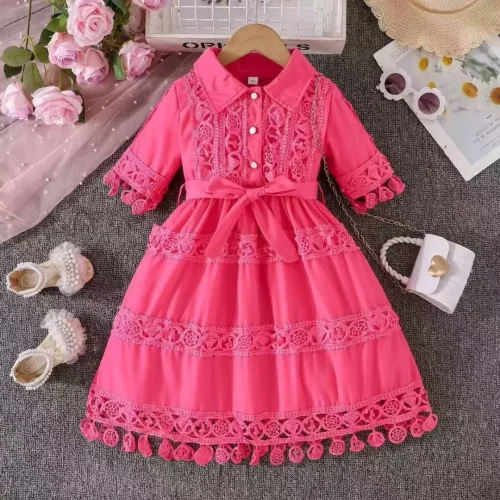Toddler & Girls Vintage Style Lace Collared Party Dress