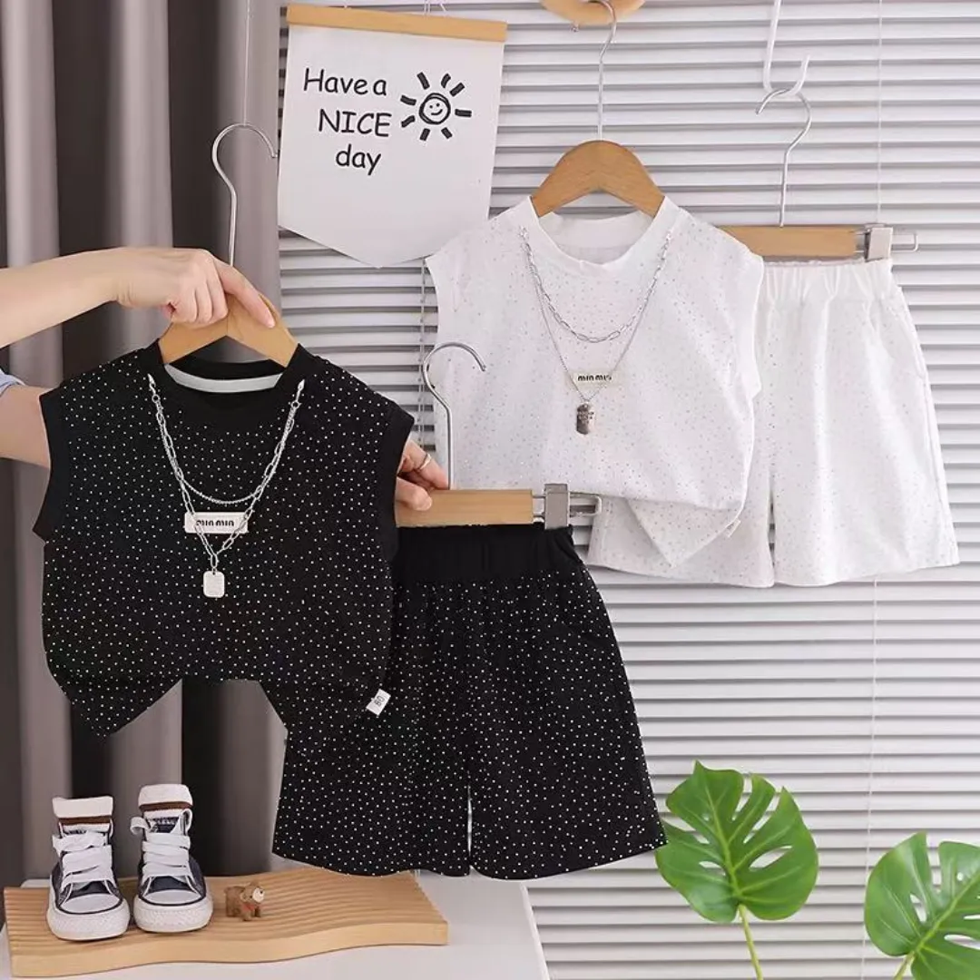 Polka Dot Sleeveless Tank & Shorts 2-Piece Summer Set