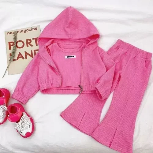 Girls' Hoodie, Tank & Flare Pants Set