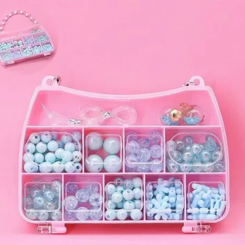 DIY Beaded Jewelry Making Kit with Beaded Handle Storage Box